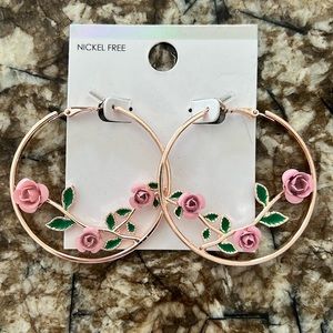 Rose hoop earrings